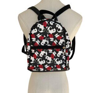 Snoopy Joe Cool Mini Backpack • Peanuts Black Red White Print • Adjustable Strap